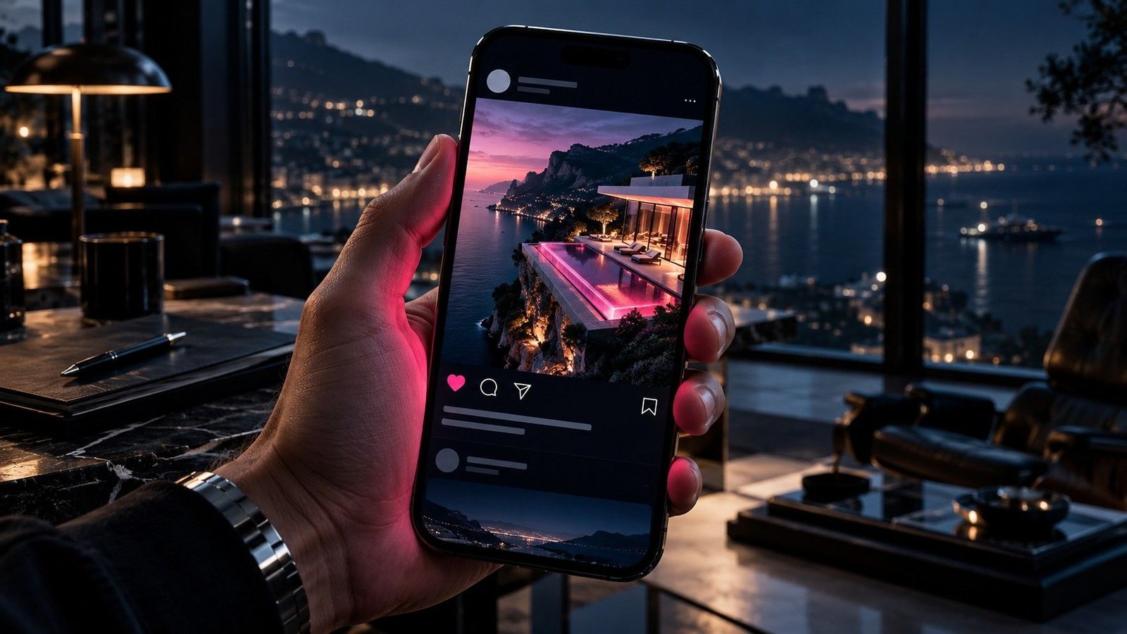 Smartphone mit Social-Feed-Anzeige
